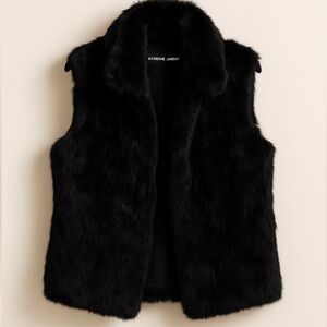 New Adrienne Landau Black fur rabbit Vest